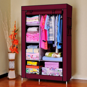 Тканевый шкаф органайзер для вещей на 2 секции складной 105х45х170см Storage Wardrobe YX-124 Цвет: темно-серый
